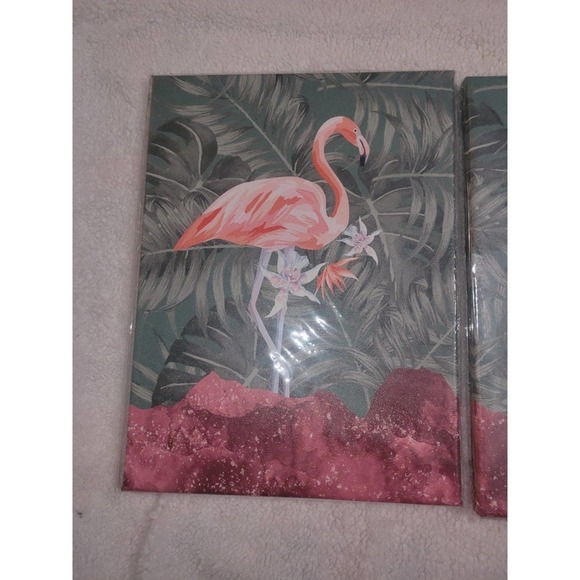 Set of 3 wall art flamingo canvas - Picture 2 of 5